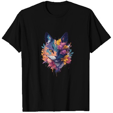 Discover colorful face ninja cat flowers T Shirts