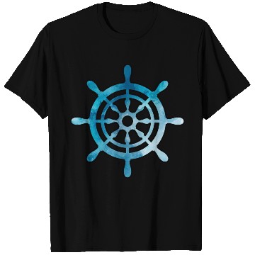 Discover Ship Wheel blue watercolor T Shirts