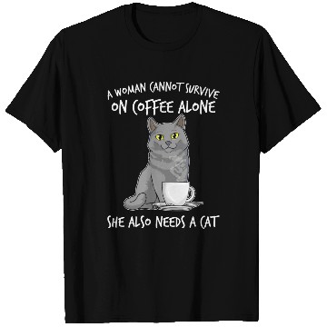Discover Woman Cat Lover Coffee Lover Caffeine Meow T Shirts