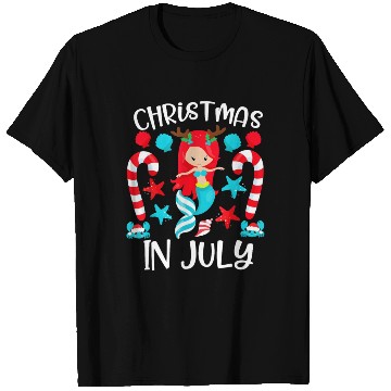 Discover Christmas In July Cute Mermaid Summer Vacation T Shirts