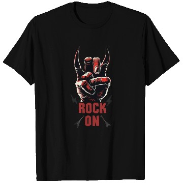 Discover Rock music hand devil horns rock musician T Shirts