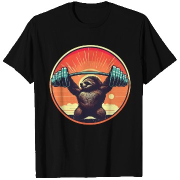 Discover Sloth Dumbbells Fitness Sunset T Shirts
