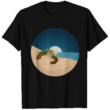 Discover Night Serenity: Sea Turtle by the Moon T Shirts