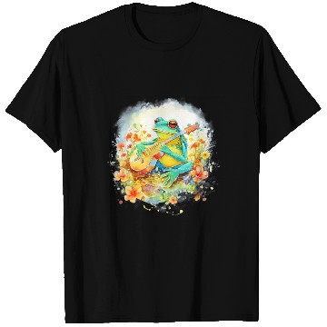 Discover Cottagecore Frog Playing Banjo Guitar Amphibian T Shirts