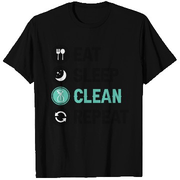 Discover Eat Sleep Clean Repeat aesthetic T Shirts