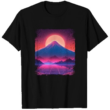 Discover Aesthetic Vaporwave Japan Sight Mount Fuji Volcano T Shirts