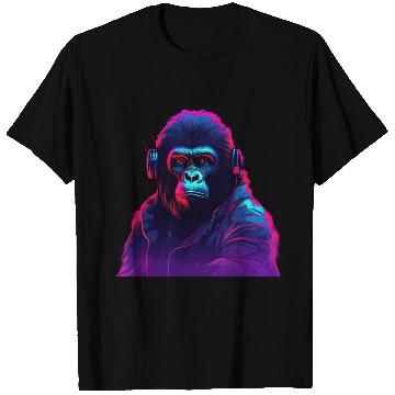 Discover Synthwave Neon Beats of a Gorilla T Shirts