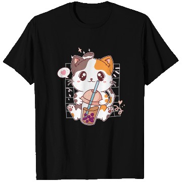 Discover Cat Boba Tea Bubble Tea Kawaii Anime Japanese T Shirts