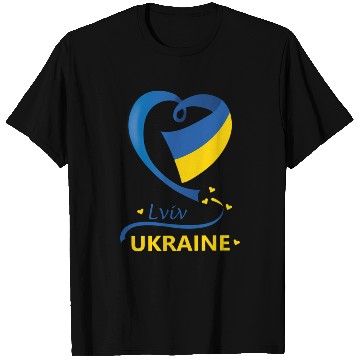 Discover Lviv Ukraine National Flag Heart Emblem Crest T Shirts