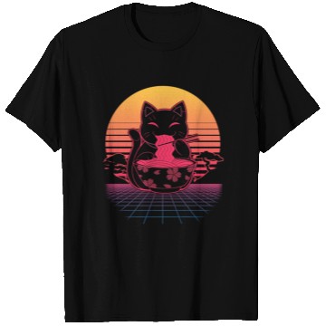 Discover Kawaii Ra Neko Retro Cat Japanese Noodle Anime T Shirts