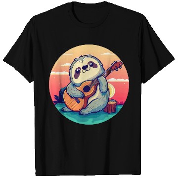 Discover Sloth with Guitar in Sunset T Shirts