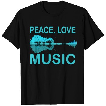 Discover Peace Love Music Guitar Lake Shadow Hippie T Shirts