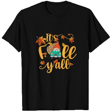 Discover Autumn Gnome It's Fall Y'all Pumpkin Yellow Leaf T Shirts