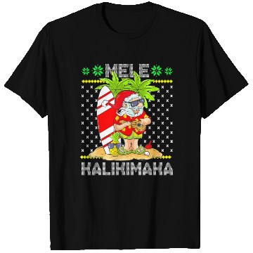 Discover Mele Kalikimaka Santa Claus Surfer Guitar T Shirts