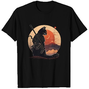 Discover Vintage Japanese Sunset Style And Samurai Cat Kitt T Shirts