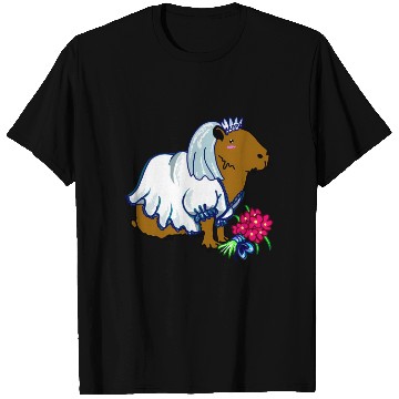 Discover Capybara Bride In A Wedding Dress Illustration T Shirts