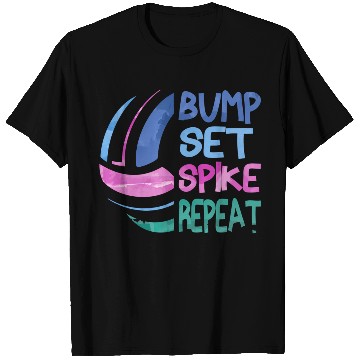 Discover Volleyball Bump Set ke Repeat Blue Purplen T Shirts