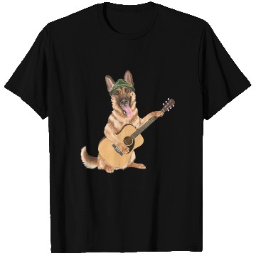 Discover Dog playing the acoustic guitar - German Shepherd T Shirts