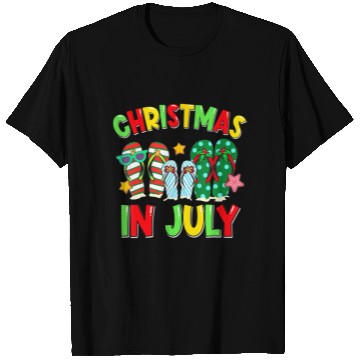 Discover Christmas in July Flip Flops Summer Vacation T Shirts