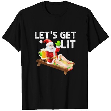 Discover Lets Get Lit Santa Funny Christmas In July Santa T Shirts