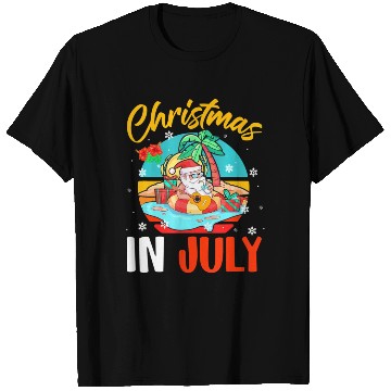 Discover Christmas In July Hawaiian Santa Relaxing On T Shirts