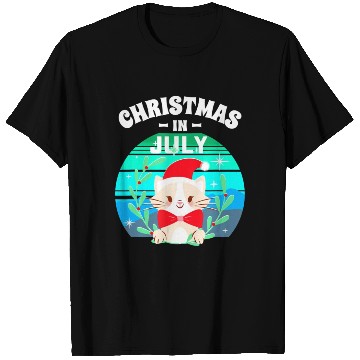 Discover Christmas in July for Women Men Cat Christmas T Shirts