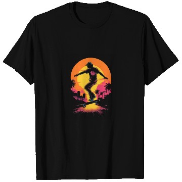 Discover Skateboarding Skateboarder Skater Sunset Retro T Shirts