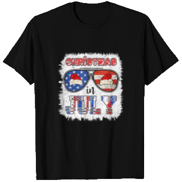 Discover Christmas in July Santa Hat Sunglasses Summer T Shirts