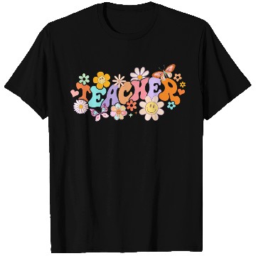 Discover Floral Teacher Groovy Back to School Teacher Life T Shirts