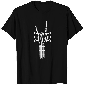 Discover Rock And Roll Rock On Guitar Neck eleton T Shirts