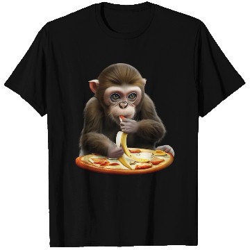 Discover Monkey enjoying banana pizza T Shirts