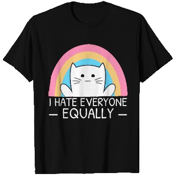 Discover I Hate Everyone Equally Funny Cat Lover Rainbow T Shirts