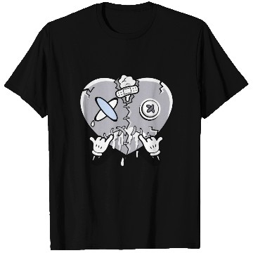 Discover Heart Crying Cement Grey 11S T Shirts