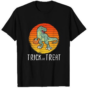 Discover Trick or Treat Halloween Dinosaur T Rex T Shirts