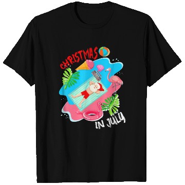 Discover Christmas In July Santa Relaxing On Beach Cute T Shirts