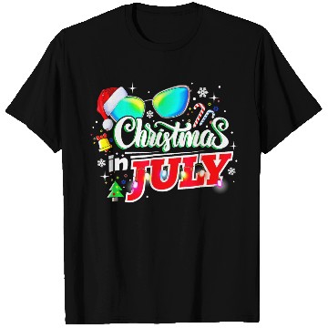 Discover Christmas In July Santa Hat Sunglasses Summer T Shirts