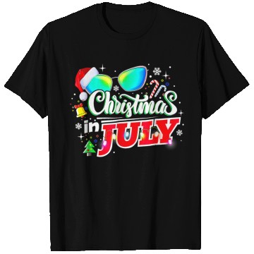 Discover Christmas In July Santa Hat Sunglasses Summer T Shirts