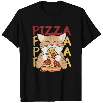 Discover Cat Love Pizza T Shirts