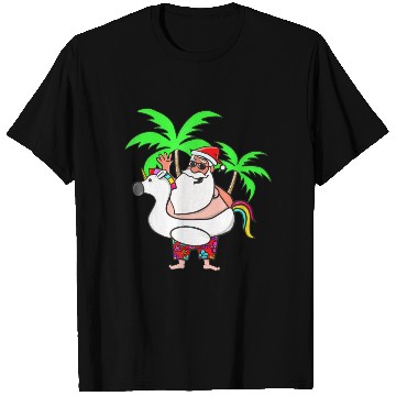 Discover Christmas In July Santa on Vacation Unicorn Pool T Shirts
