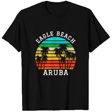 Discover Eagle Beach Aruba Family Vacation Sunset Palm T Shirts