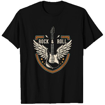 Discover Rock and Roll Music Lover Guitar Wings T Shirts