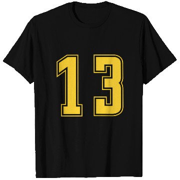 Discover Yellow Number 13 Team Junior Sports Numbered T Shirts