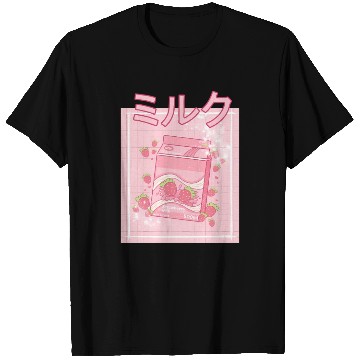 Discover 90S Japanese aii Strawberry Milk Shake Carton T Shirts