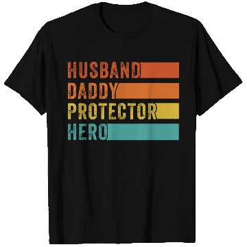 Discover Retro Husband Daddy Protector Hero Fathers day T Shirts