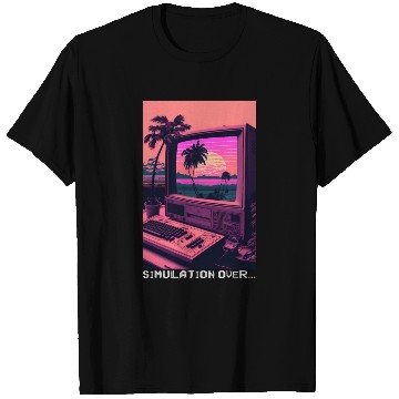Discover Simulation Over Retro Computer Monitor Vaporwave A T Shirts
