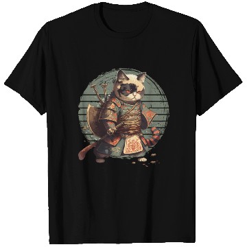 Discover Samurai Cat Warrior Japanese Ninja Cat Kawaii T Shirts