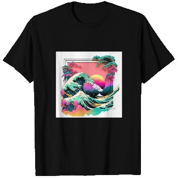 Discover Vaperwave Aesthetic Glitch Great Wave Retrowave T Shirts