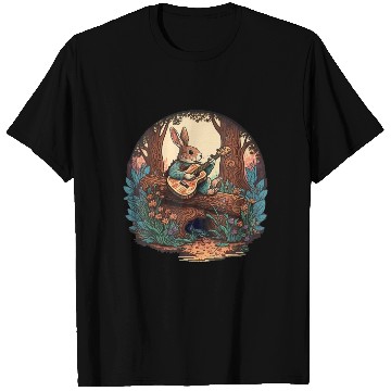 Discover Funny Bunny Playing Banjo Guitar Music Rabbit T Shirts