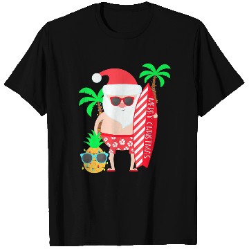 Discover Santa Surfing Hawaiian Beach Christmas In July T Shirts