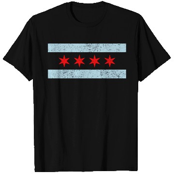 Discover Sweet Chicago Flag Red Six Pointed Stars T Shirts